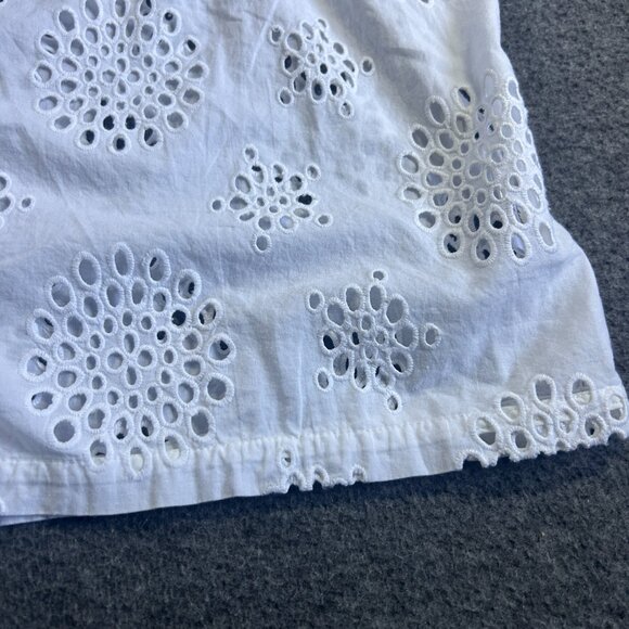 Michael Stars white eyelet button front Top Summer Sz M cottagecore - Picture 2 of 11